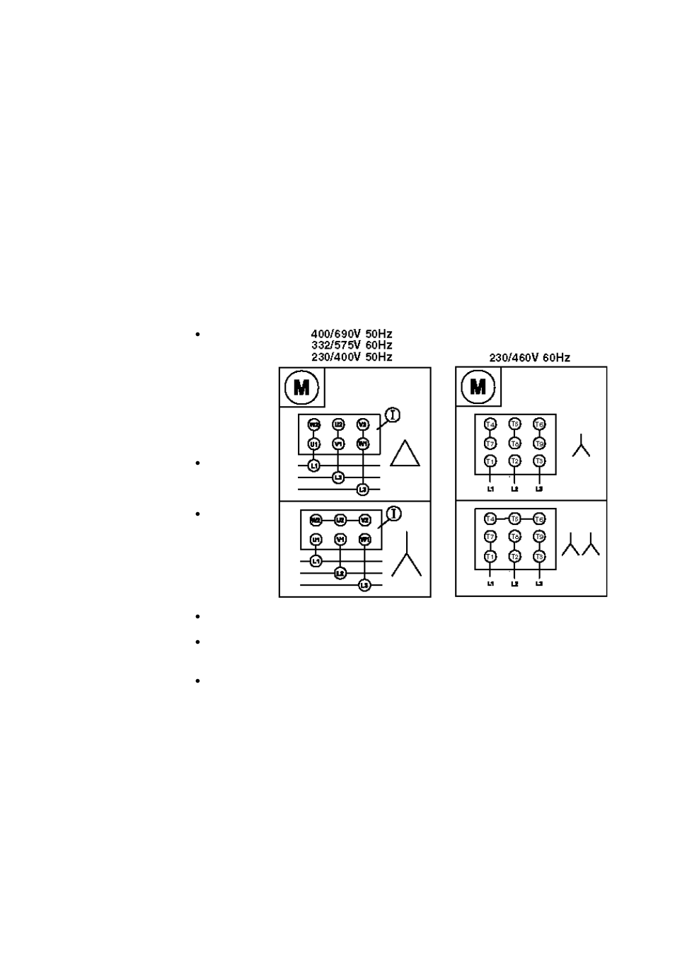 8 unit installation, 9 standard ac three-phase motors (integrated), 1 ac (iec) three-phase motors: motor wiring | Watson-Marlow 521CC User Manual | Page 8 / 47