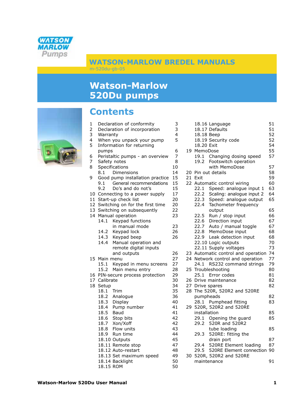 Watson-Marlow 520Du User Manual | 107 pages