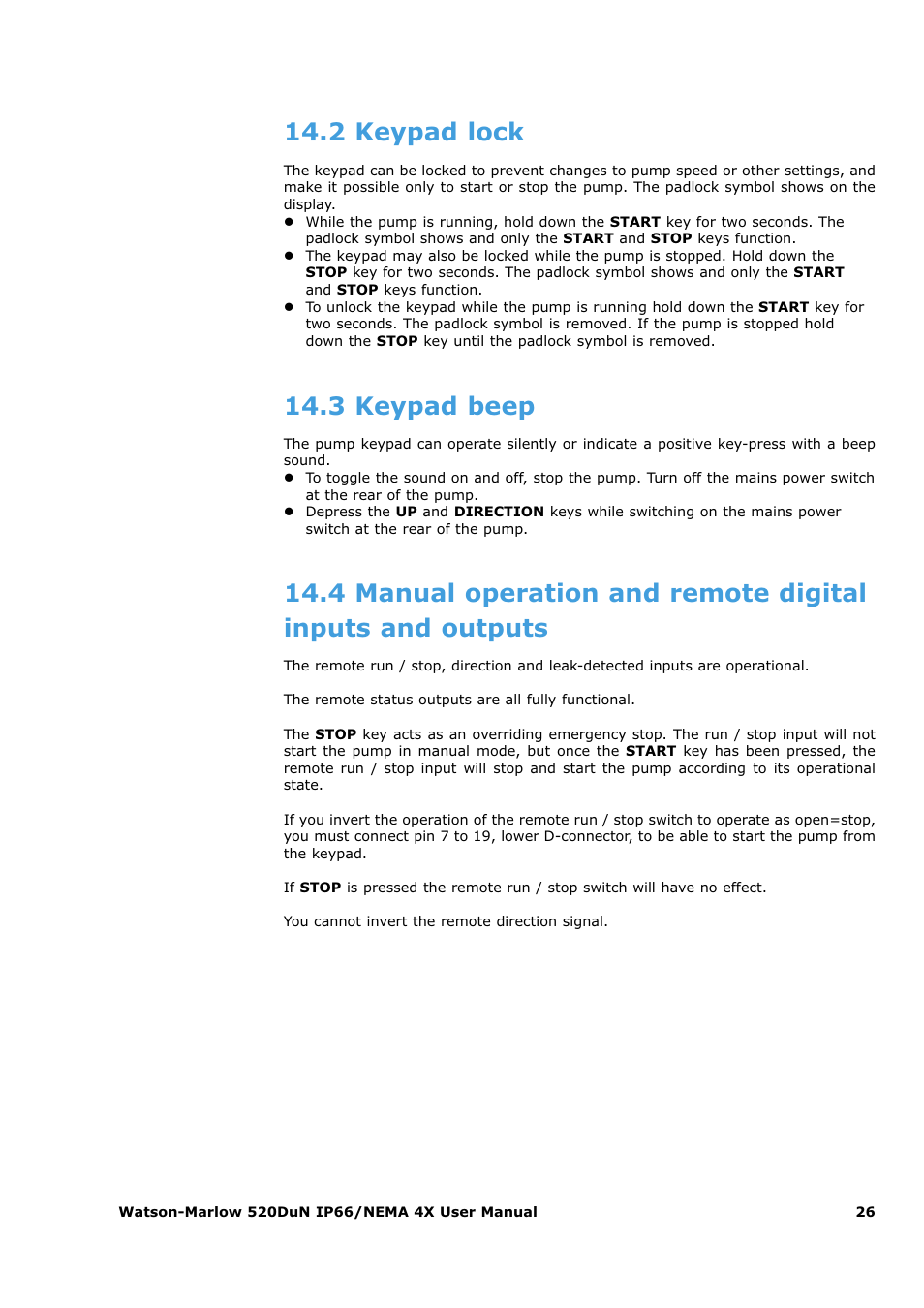 2 keypad lock, 3 keypad beep | Watson-Marlow 520Du User Manual | Page 26 / 107