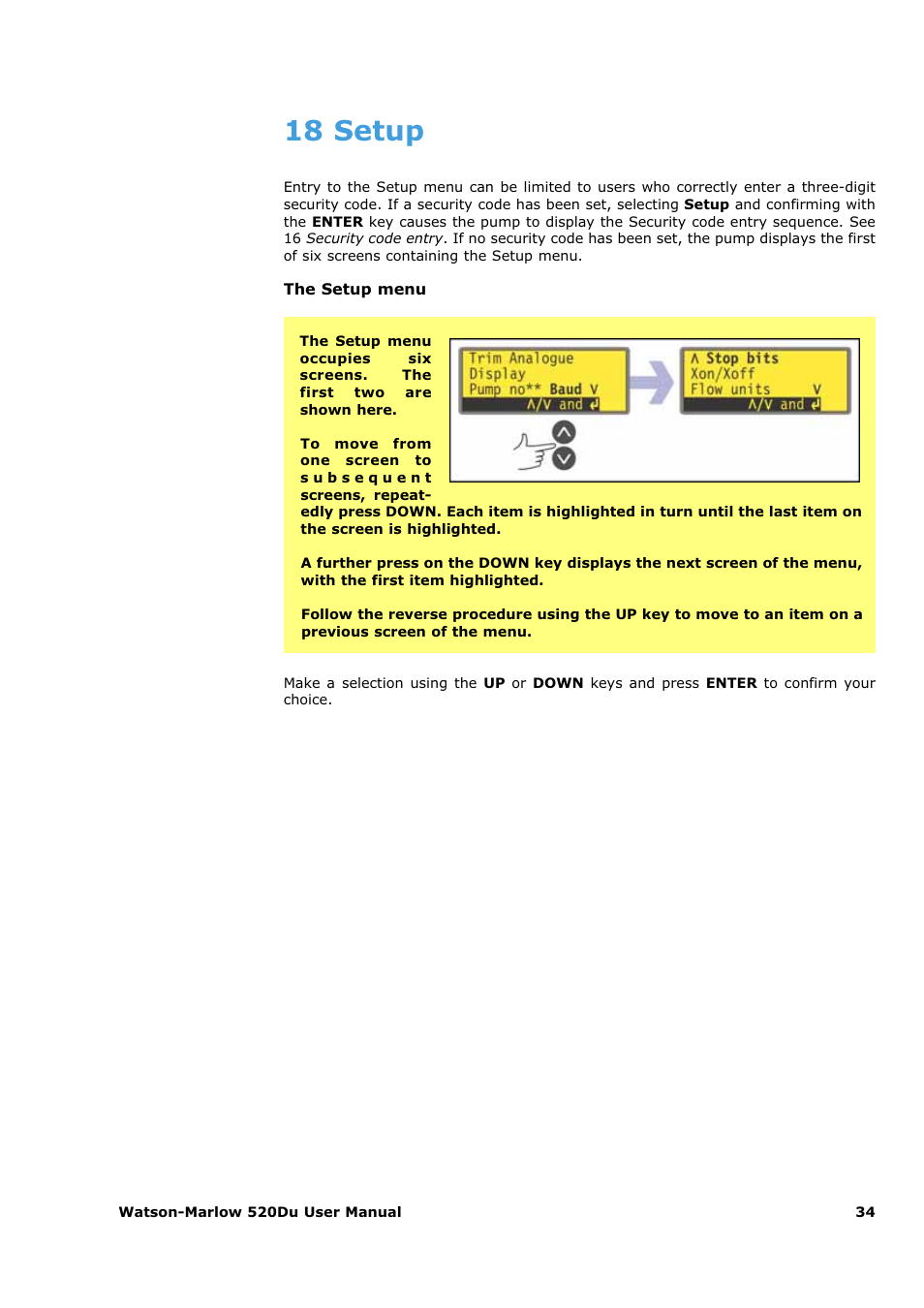 18 setup | Watson-Marlow 520Du User Manual | Page 34 / 107