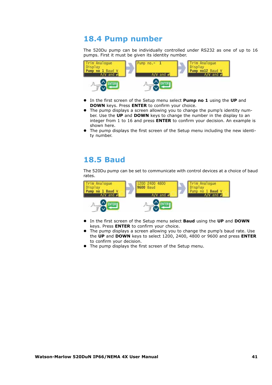 4 pump number, 5 baud | Watson-Marlow 520Du User Manual | Page 41 / 107