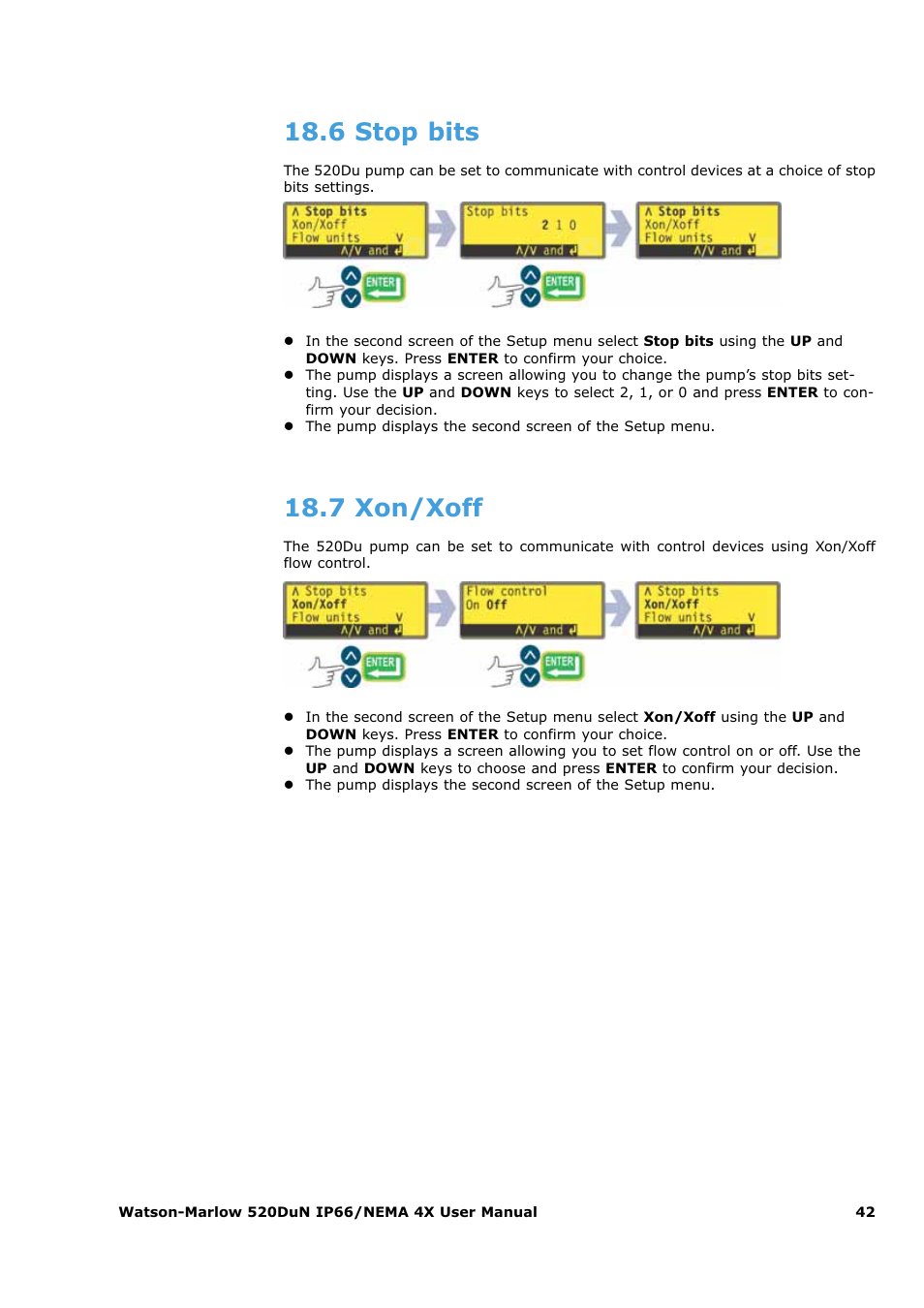 6 stop bits, 7 xon/xoff | Watson-Marlow 520Du User Manual | Page 42 / 107