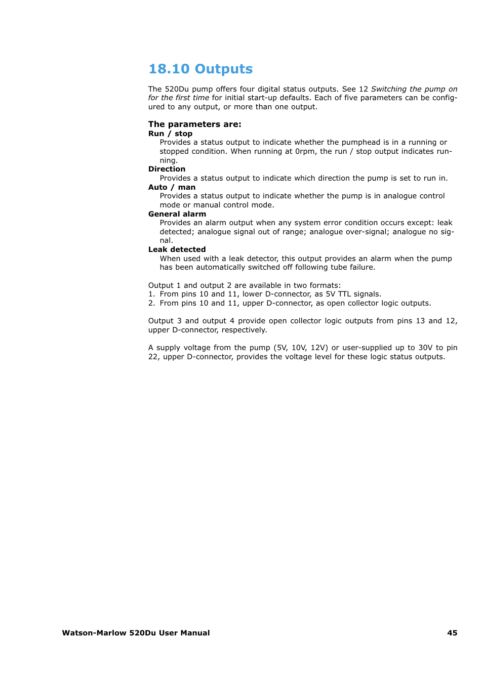 10 outputs | Watson-Marlow 520Du User Manual | Page 45 / 107