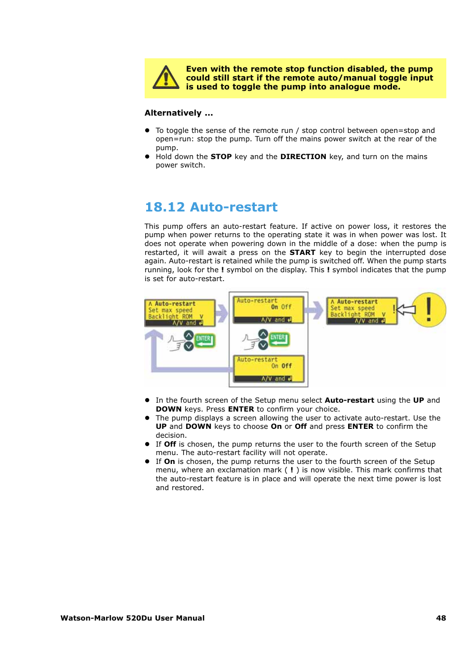 12 auto-restart | Watson-Marlow 520Du User Manual | Page 48 / 107