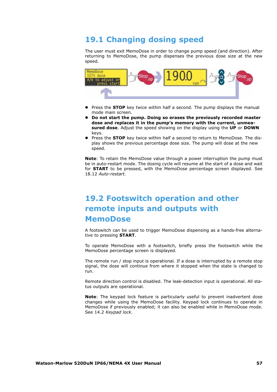 1 changing dosing speed | Watson-Marlow 520Du User Manual | Page 57 / 107