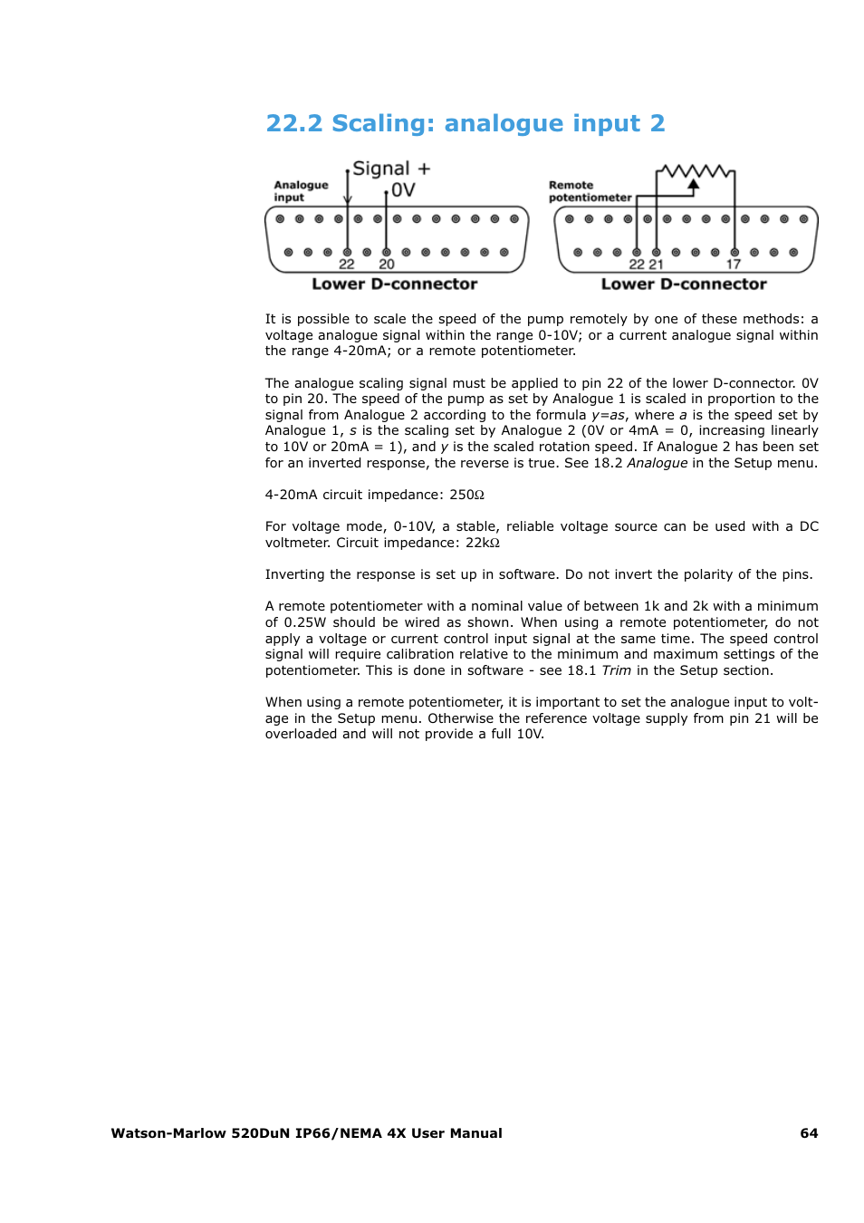 2 scaling: analogue input 2 | Watson-Marlow 520Du User Manual | Page 64 / 107