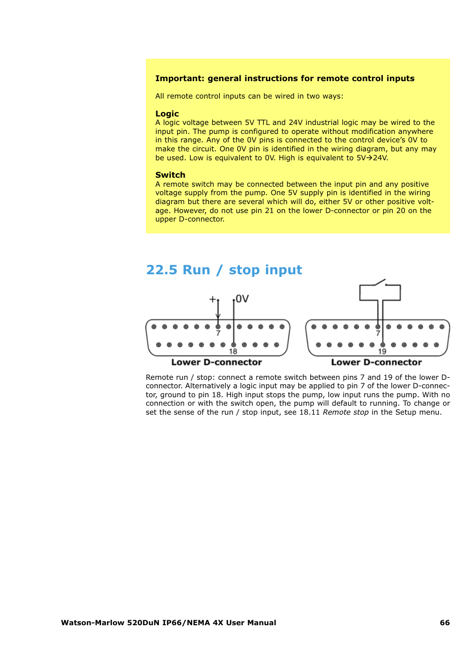 5 run / stop input | Watson-Marlow 520Du User Manual | Page 66 / 107