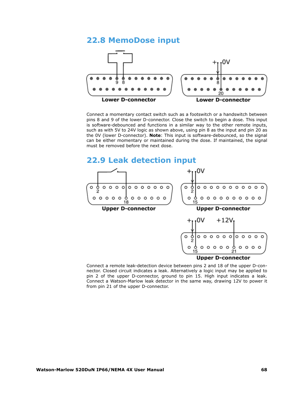 9 leak detection input | Watson-Marlow 520Du User Manual | Page 68 / 107