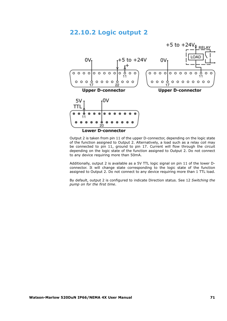 2 logic output 2 | Watson-Marlow 520Du User Manual | Page 71 / 107