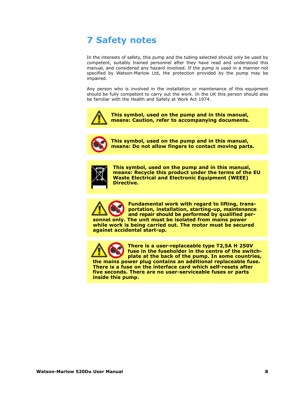 Watson-Marlow 520Du User Manual | Page 8 / 107