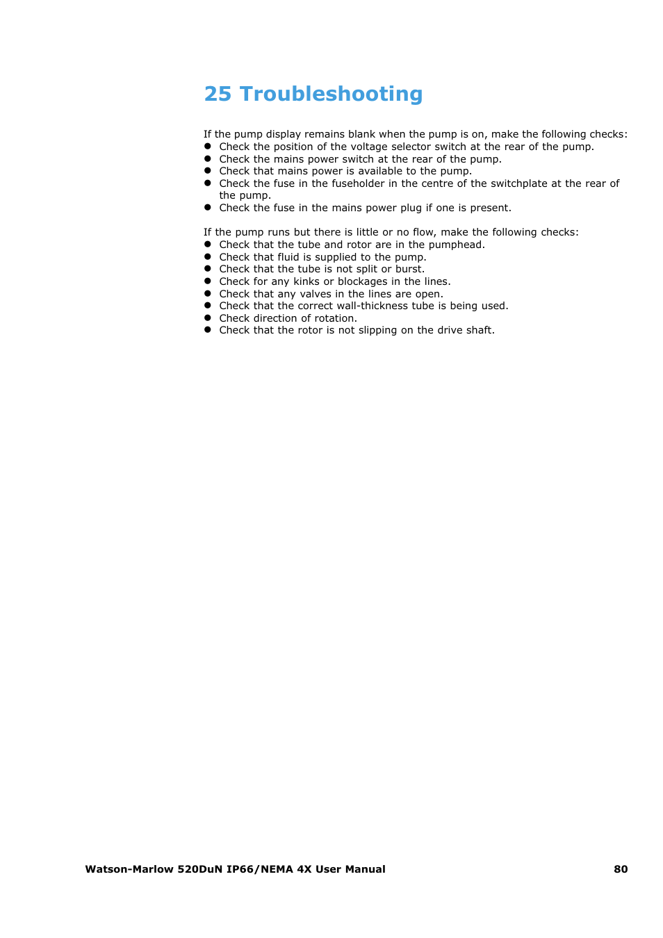 25 troubleshooting | Watson-Marlow 520Du User Manual | Page 80 / 107