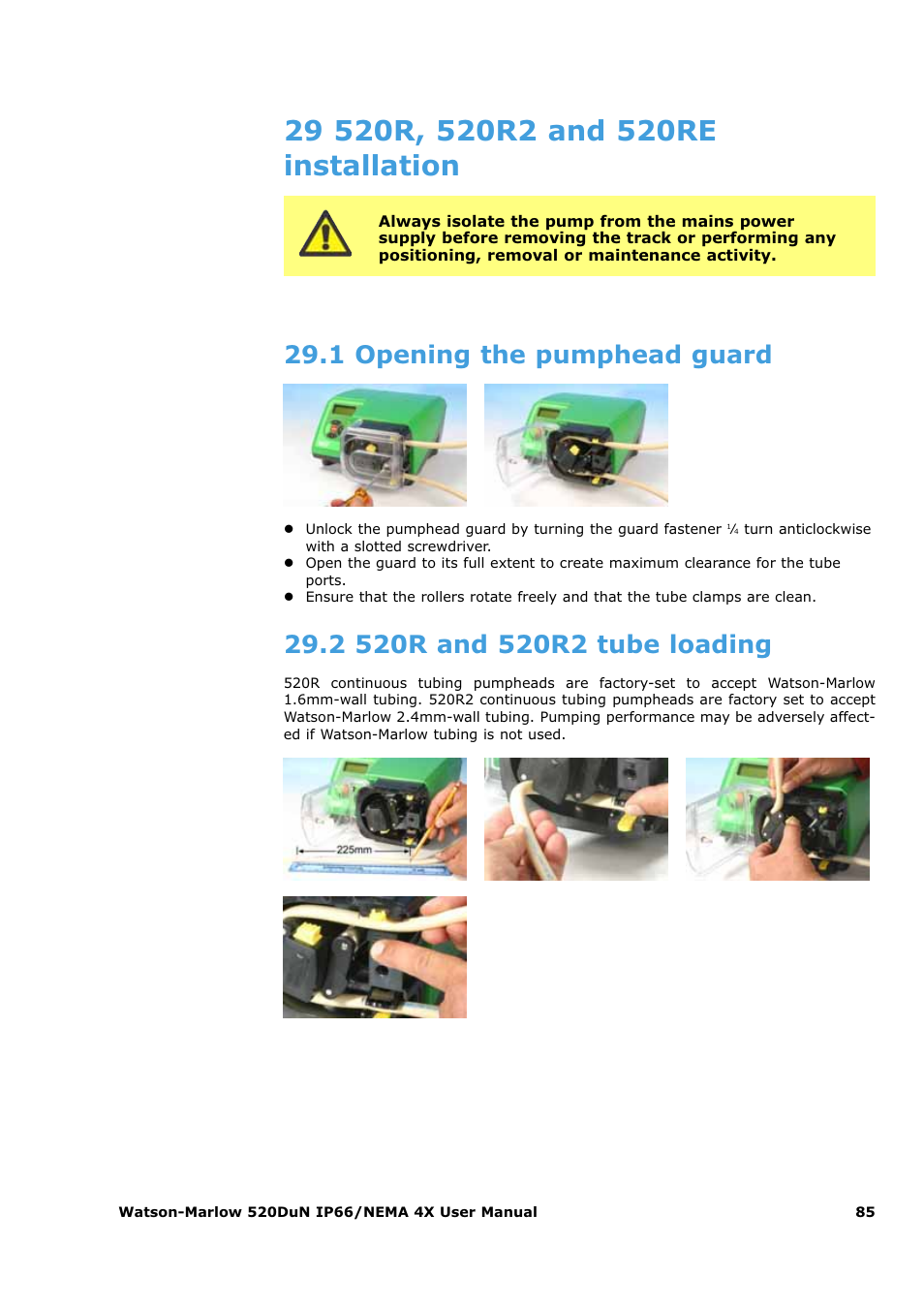 1 opening the pumphead guard | Watson-Marlow 520Du User Manual | Page 85 / 107