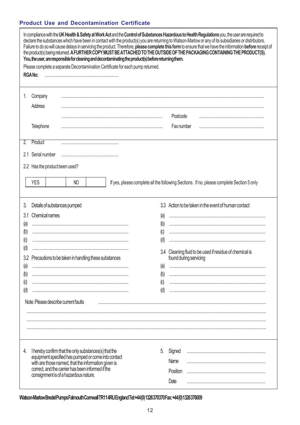 Watson-Marlow 401U User Manual | Page 12 / 12