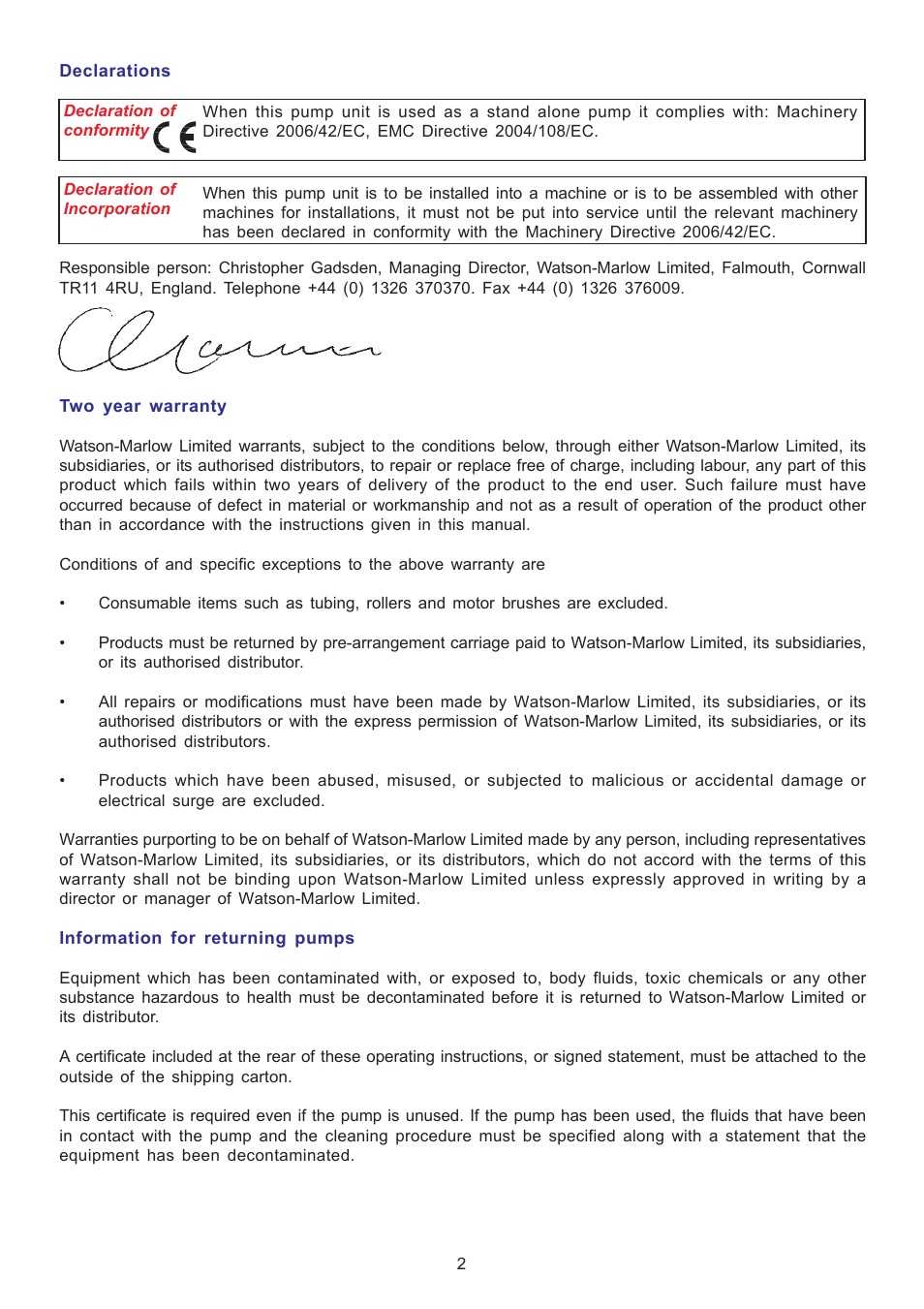 Watson-Marlow 401U User Manual | Page 2 / 12