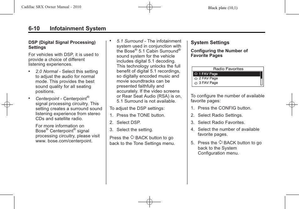 10 infotainment system | Cadillac SRX 2010 User Manual | Page 176 / 468