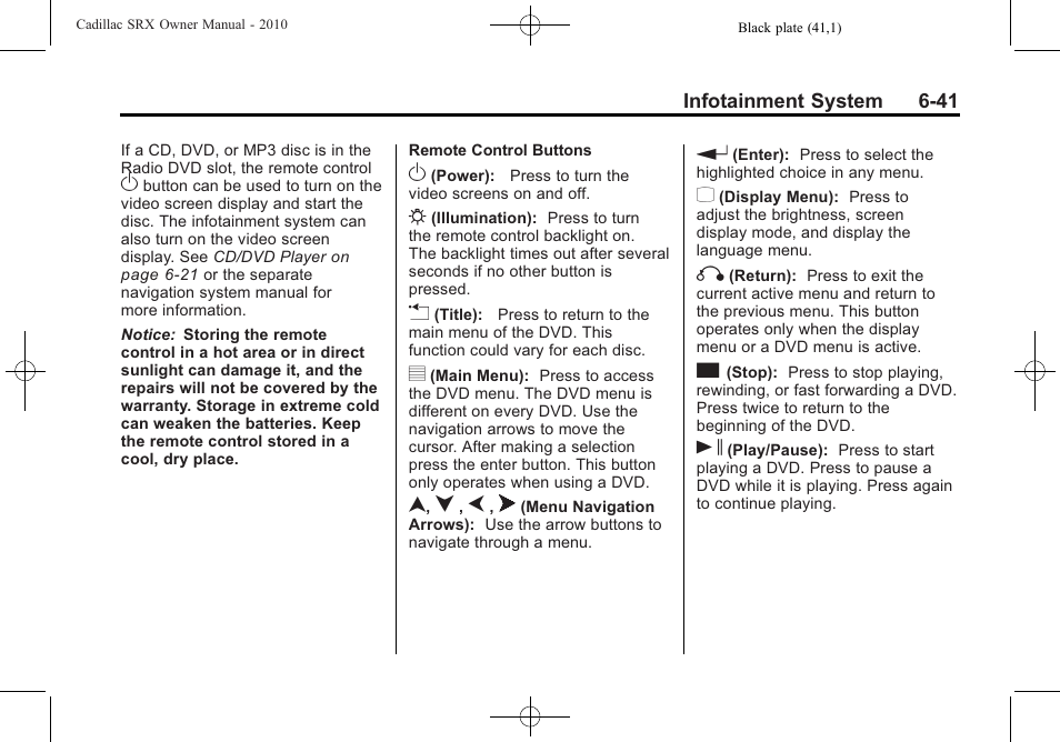 Cadillac SRX 2010 User Manual | Page 207 / 468