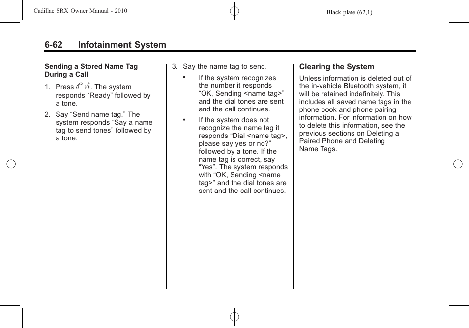 62 infotainment system | Cadillac SRX 2010 User Manual | Page 228 / 468