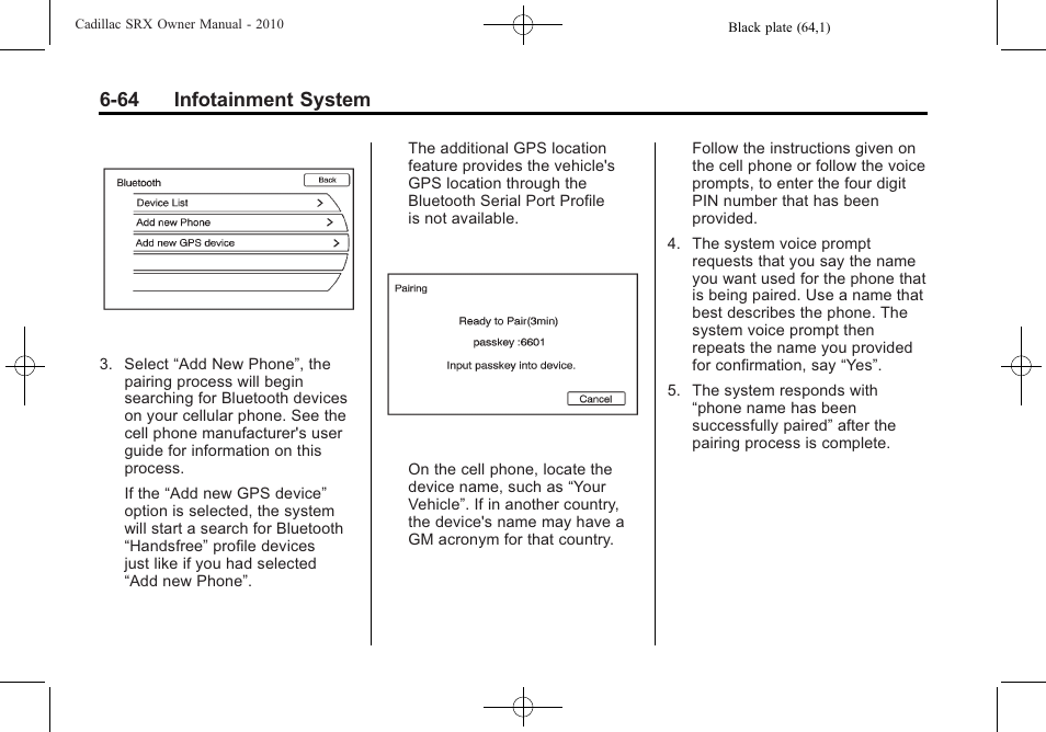 64 infotainment system | Cadillac SRX 2010 User Manual | Page 230 / 468