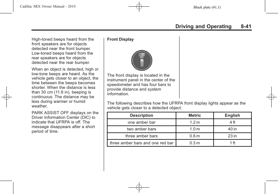 Driving and operating 8-41 | Cadillac SRX 2010 User Manual | Page 285 / 468