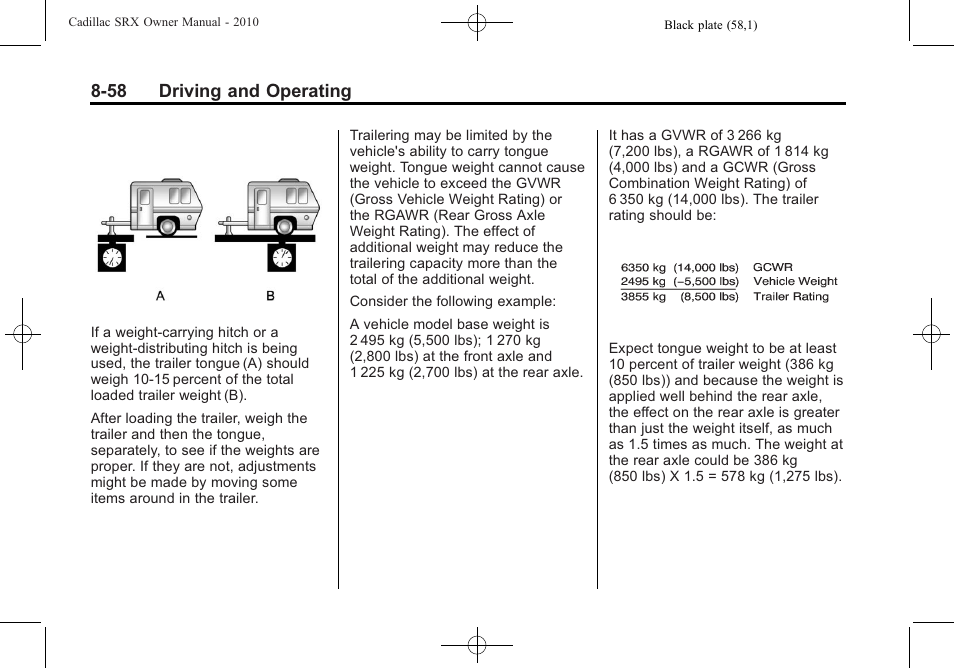 58 driving and operating | Cadillac SRX 2010 User Manual | Page 302 / 468