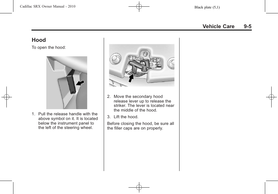 Hood, Hood -5 | Cadillac SRX 2010 User Manual | Page 311 / 468