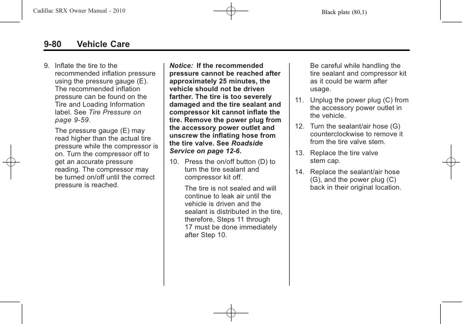 80 vehicle care | Cadillac SRX 2010 User Manual | Page 386 / 468