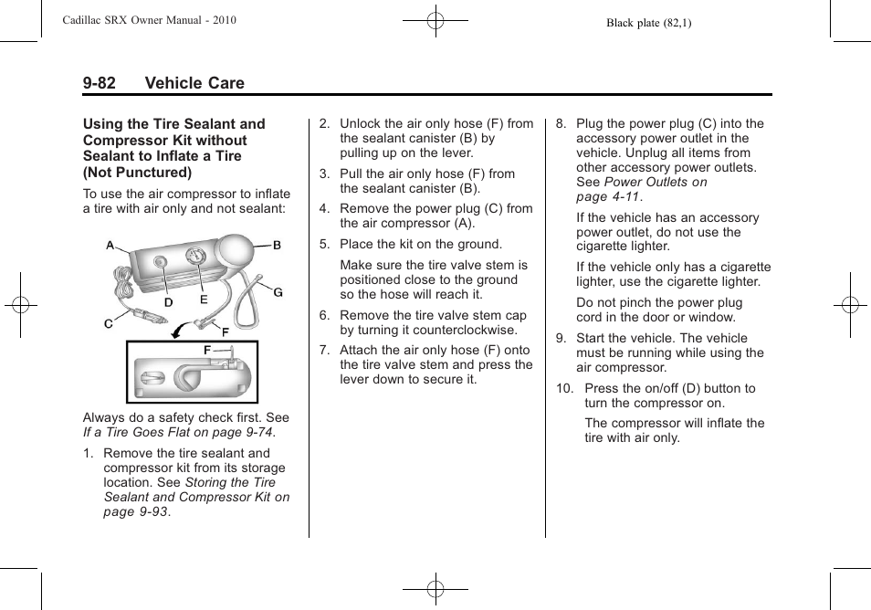 82 vehicle care | Cadillac SRX 2010 User Manual | Page 388 / 468