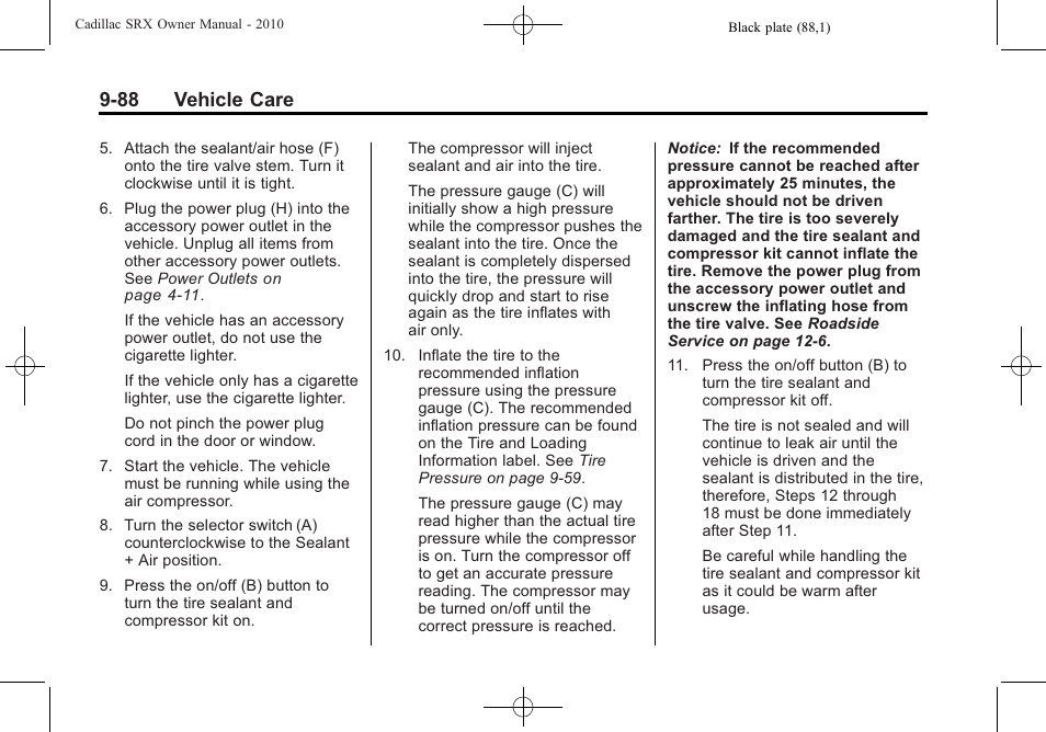 88 vehicle care | Cadillac SRX 2010 User Manual | Page 394 / 468