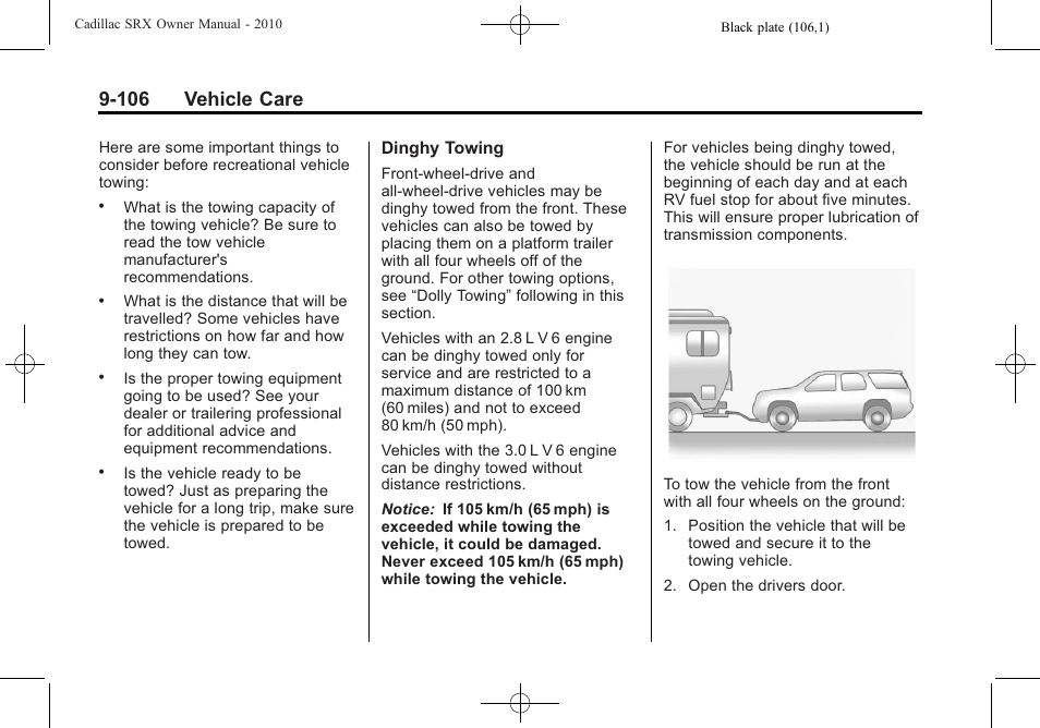106 vehicle care | Cadillac SRX 2010 User Manual | Page 412 / 468