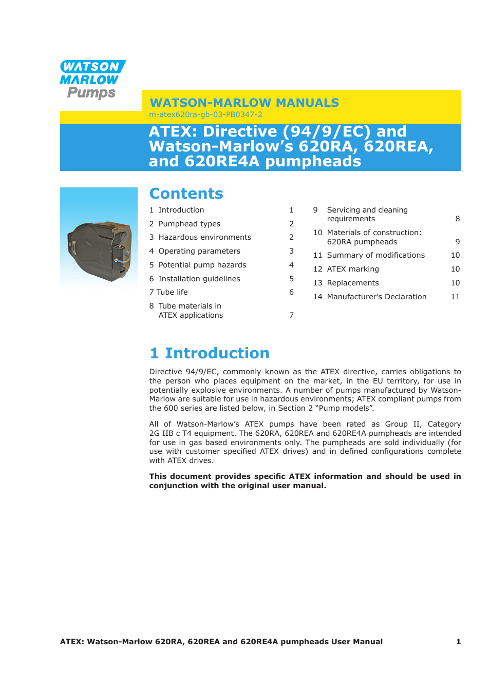 Watson-Marlow 620RA User Manual | 11 pages