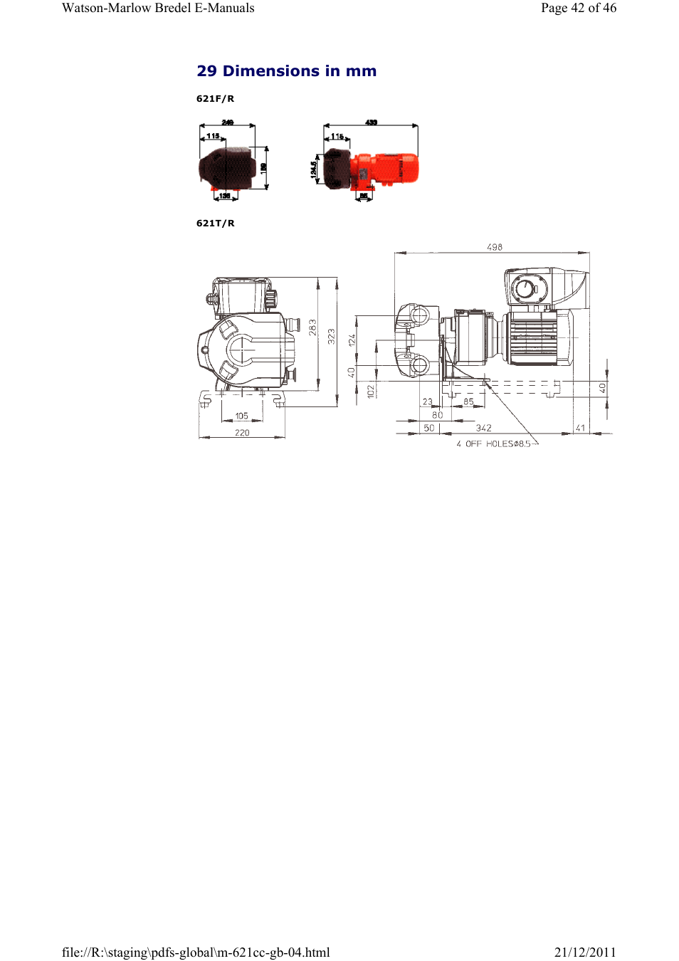 29 dimensions in mm | Watson-Marlow 621CC User Manual | Page 42 / 46