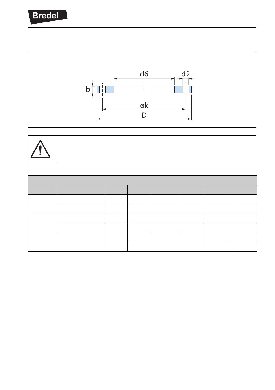 4 flange sizes of the pipework, Bd2 d d6 øk | Watson-Marlow Bredel 265 User Manual | Page 27 / 96