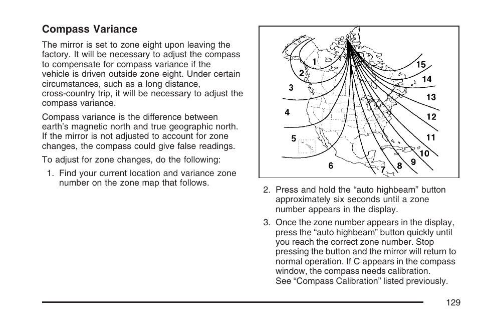 Compass variance | Cadillac 2007 DTS User Manual | Page 129 / 508