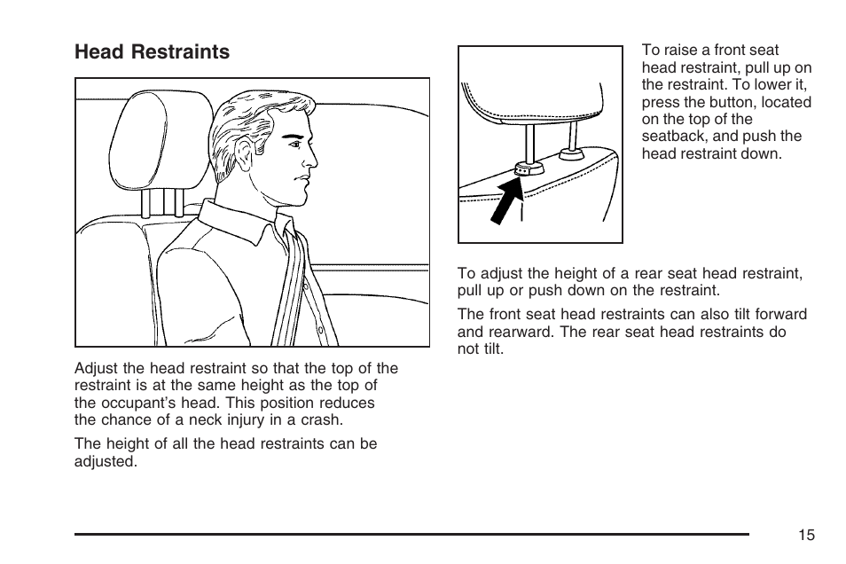 Head restraints | Cadillac 2007 DTS User Manual | Page 15 / 508