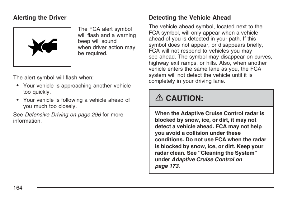 Caution | Cadillac 2007 DTS User Manual | Page 164 / 508