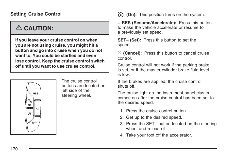 Caution | Cadillac 2007 DTS User Manual | Page 170 / 508