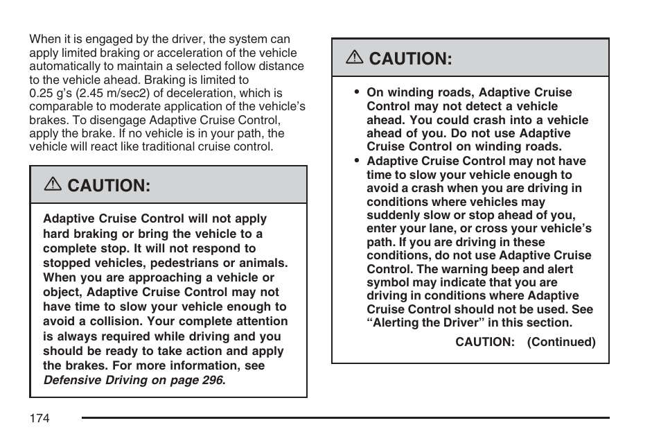 Caution | Cadillac 2007 DTS User Manual | Page 174 / 508