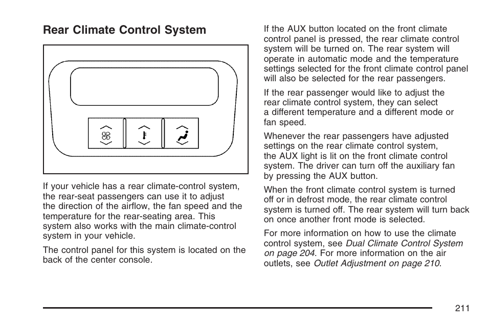 Rear climate control system | Cadillac 2007 DTS User Manual | Page 211 / 508