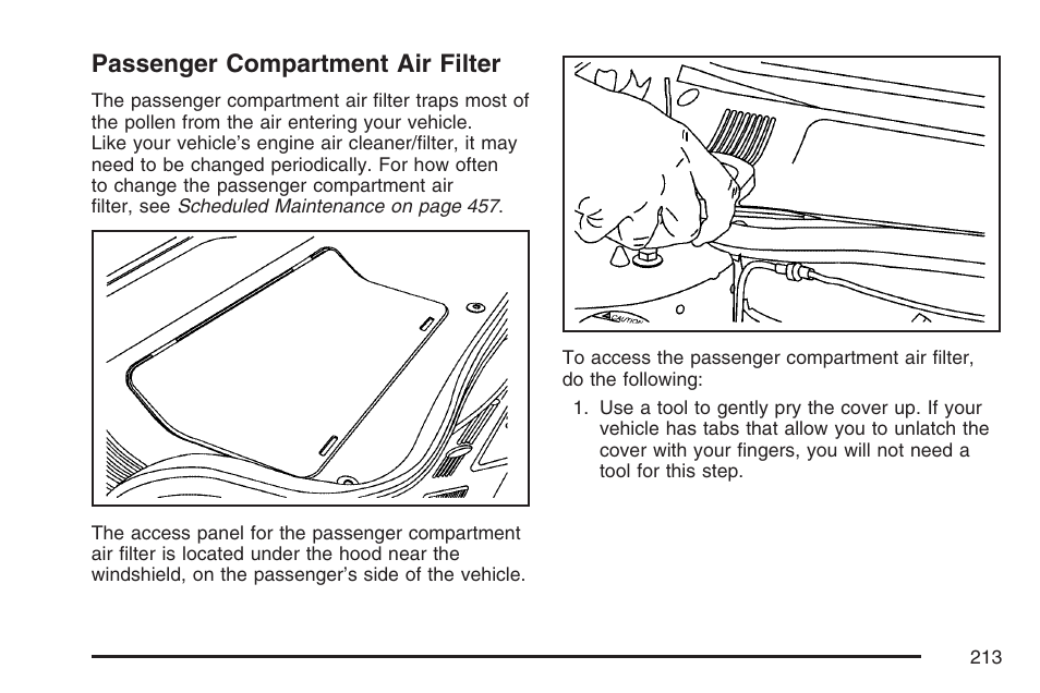 Passenger compartment air filter | Cadillac 2007 DTS User Manual | Page 213 / 508