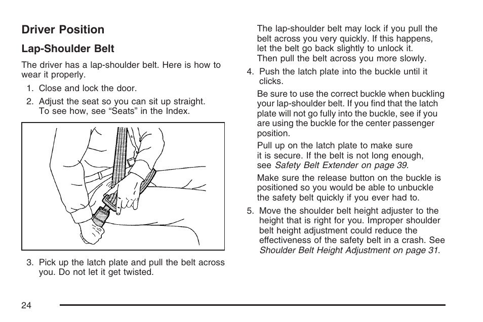 Driver position | Cadillac 2007 DTS User Manual | Page 24 / 508