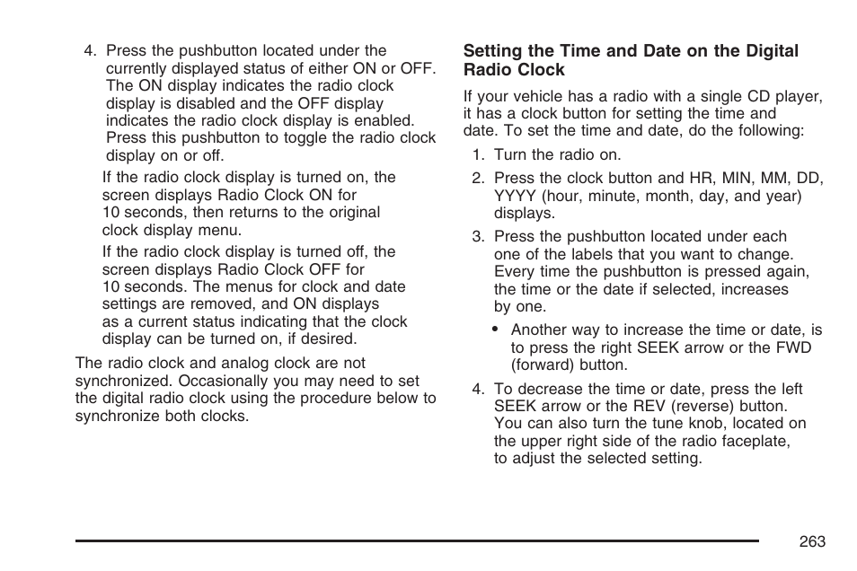 Cadillac 2007 DTS User Manual | Page 263 / 508