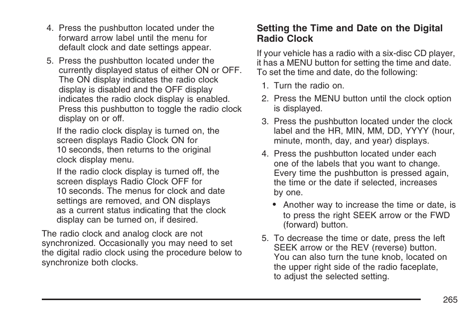 Cadillac 2007 DTS User Manual | Page 265 / 508