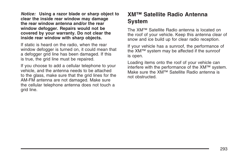 Xm™ satellite radio antenna system | Cadillac 2007 DTS User Manual | Page 293 / 508