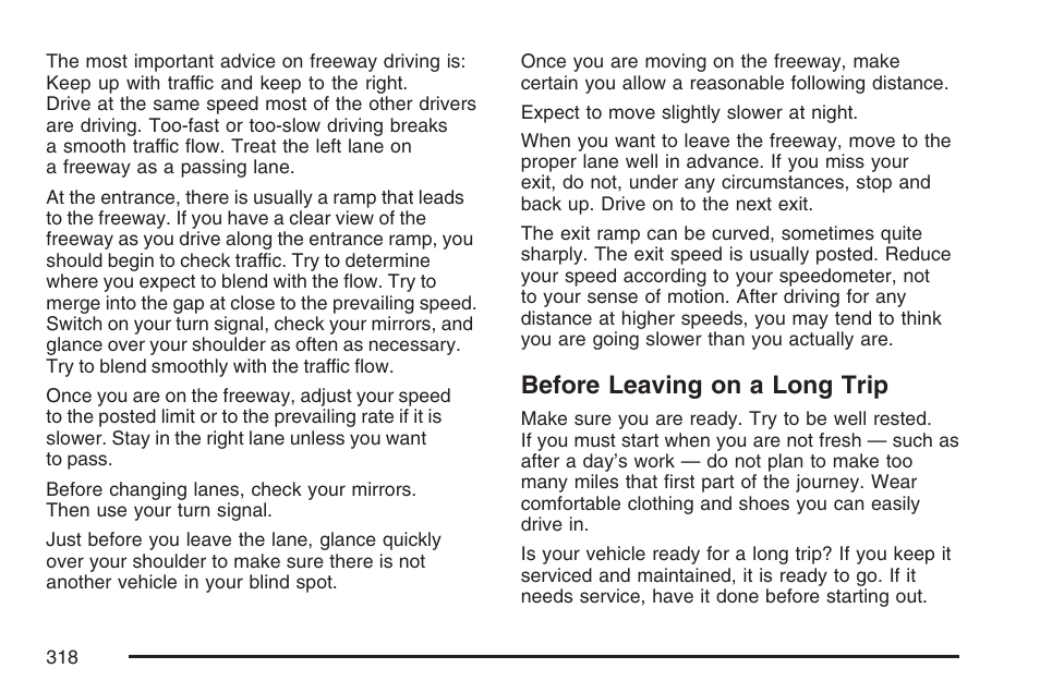 Before leaving on a long trip | Cadillac 2007 DTS User Manual | Page 318 / 508