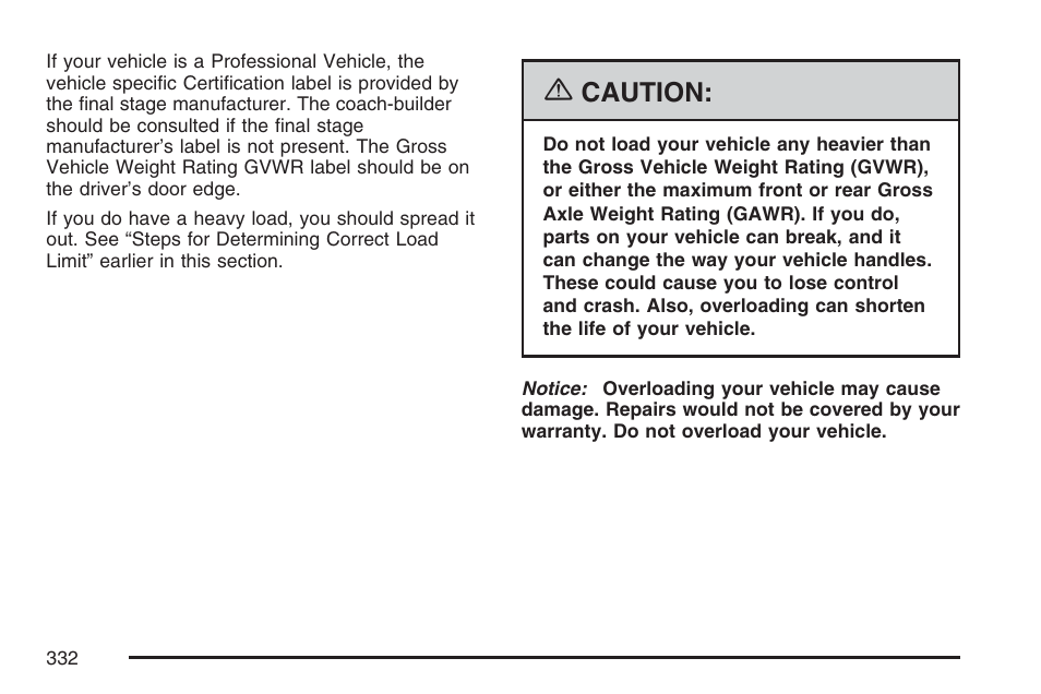 Caution | Cadillac 2007 DTS User Manual | Page 332 / 508