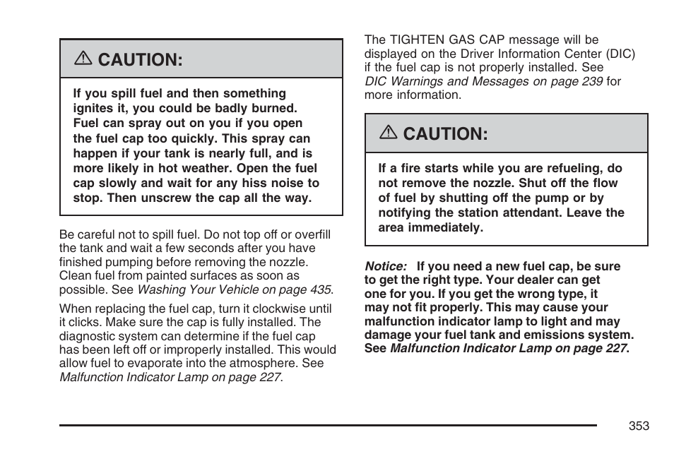 Caution | Cadillac 2007 DTS User Manual | Page 353 / 508