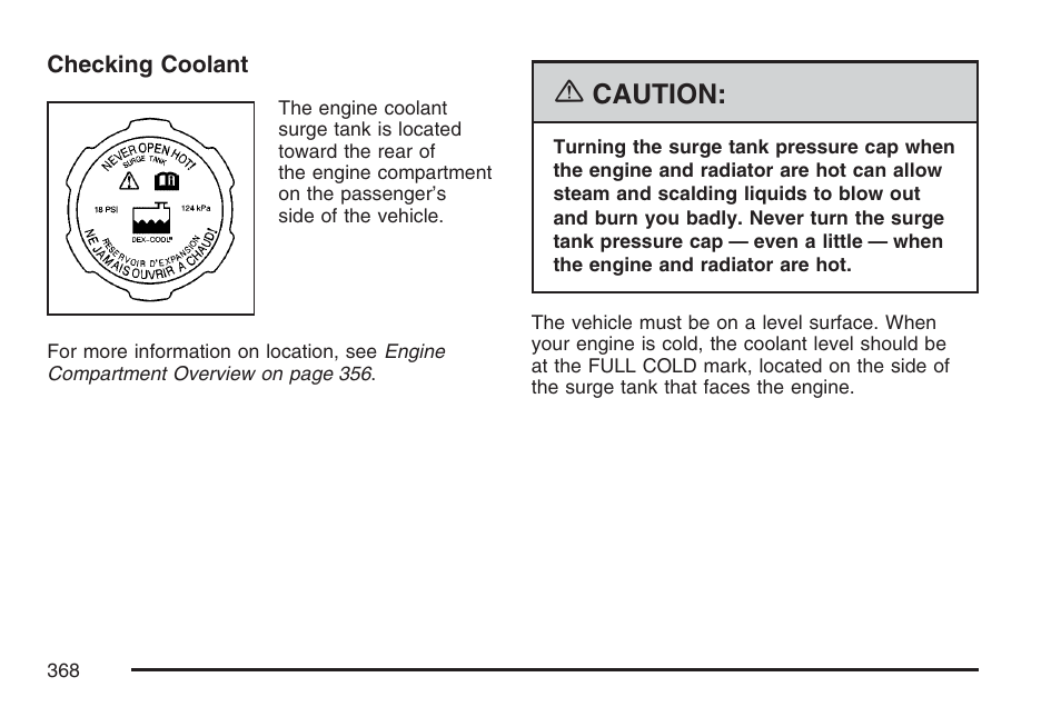 Caution | Cadillac 2007 DTS User Manual | Page 368 / 508