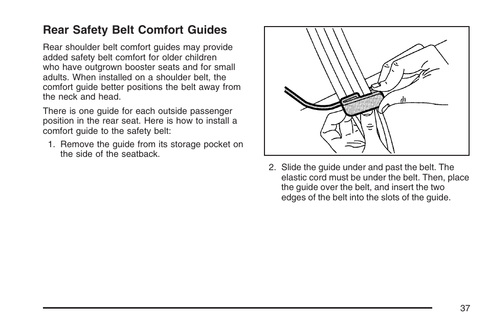 Rear safety belt comfort guides | Cadillac 2007 DTS User Manual | Page 37 / 508