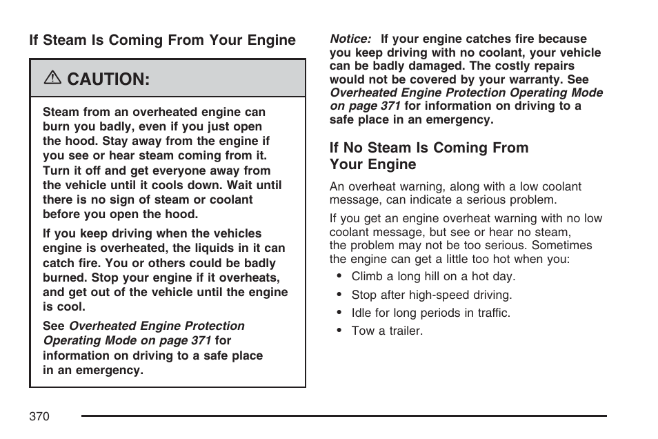 Caution | Cadillac 2007 DTS User Manual | Page 370 / 508