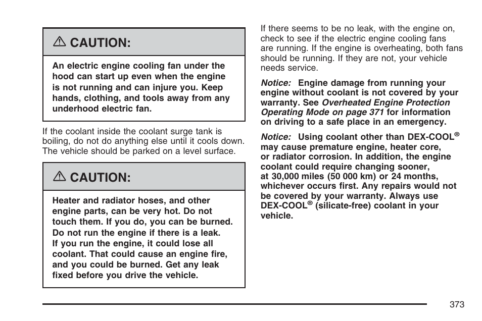 Caution | Cadillac 2007 DTS User Manual | Page 373 / 508